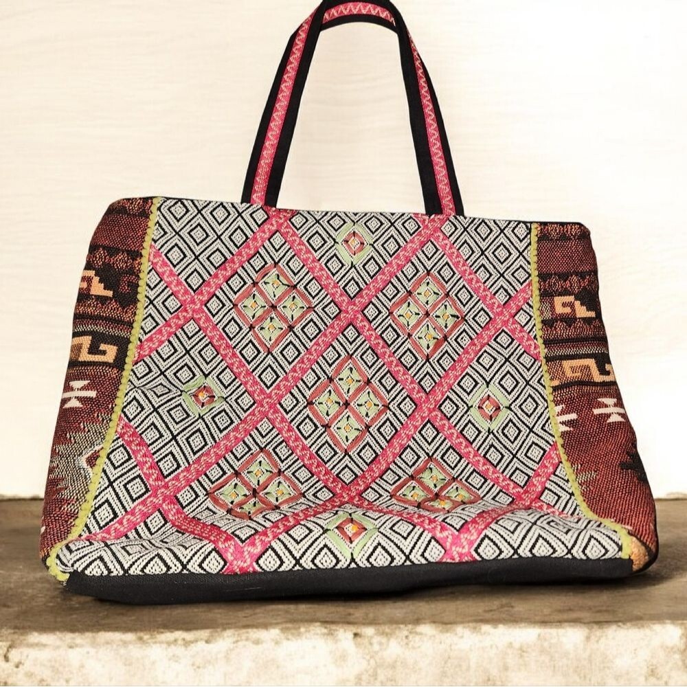 Stephanie Nicole New York Colorful Boho Southwest Embroidered Tote Bag